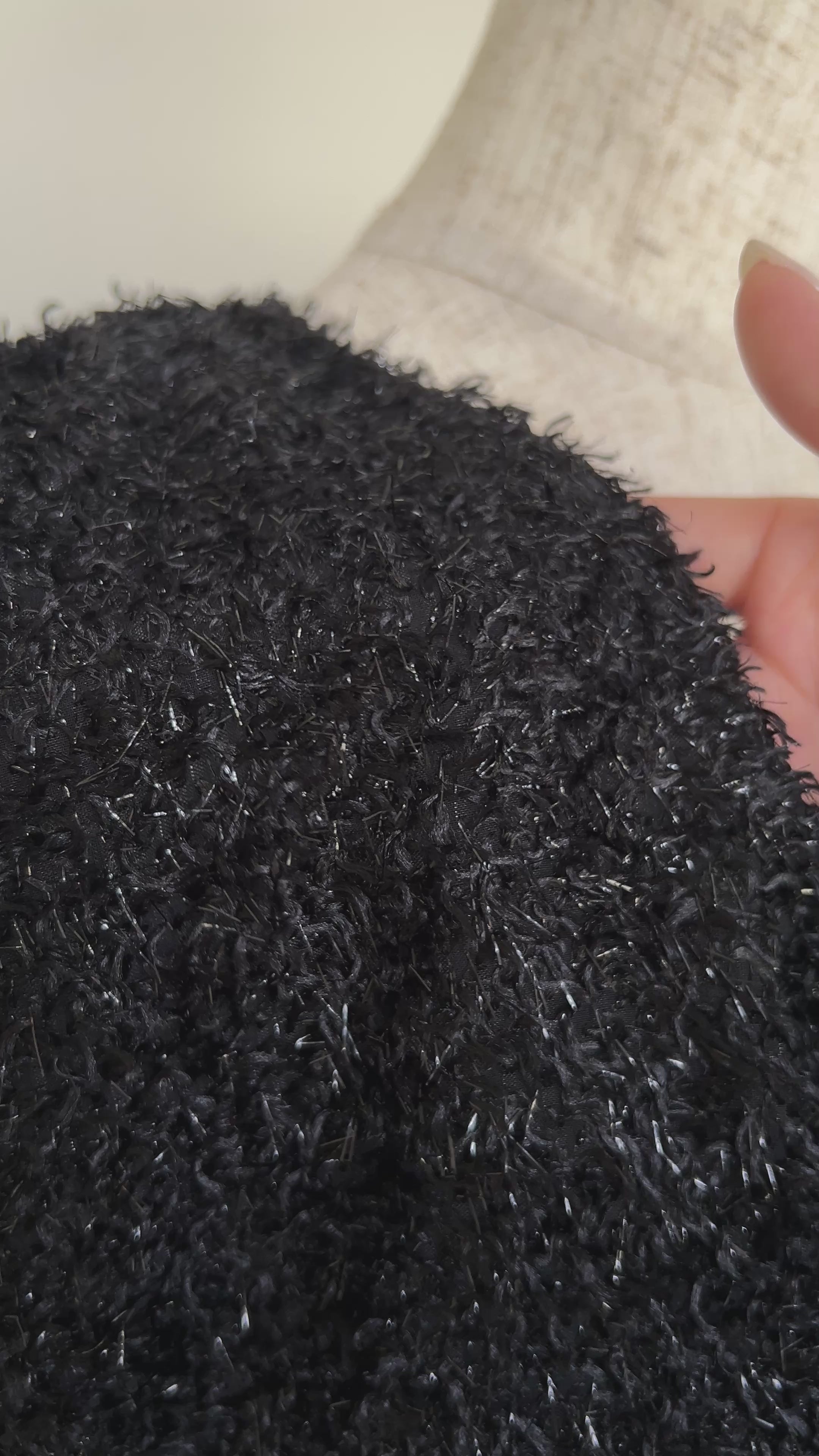 ラメスリーブレストップス（ブラック）